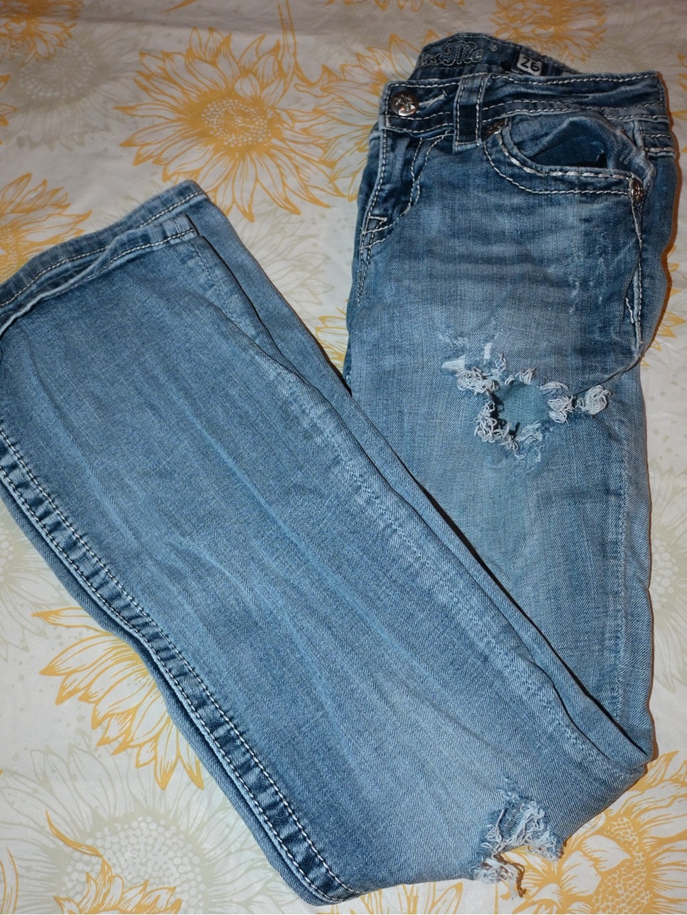 Miss Me Light Blue Distressed Bootcut Jeans